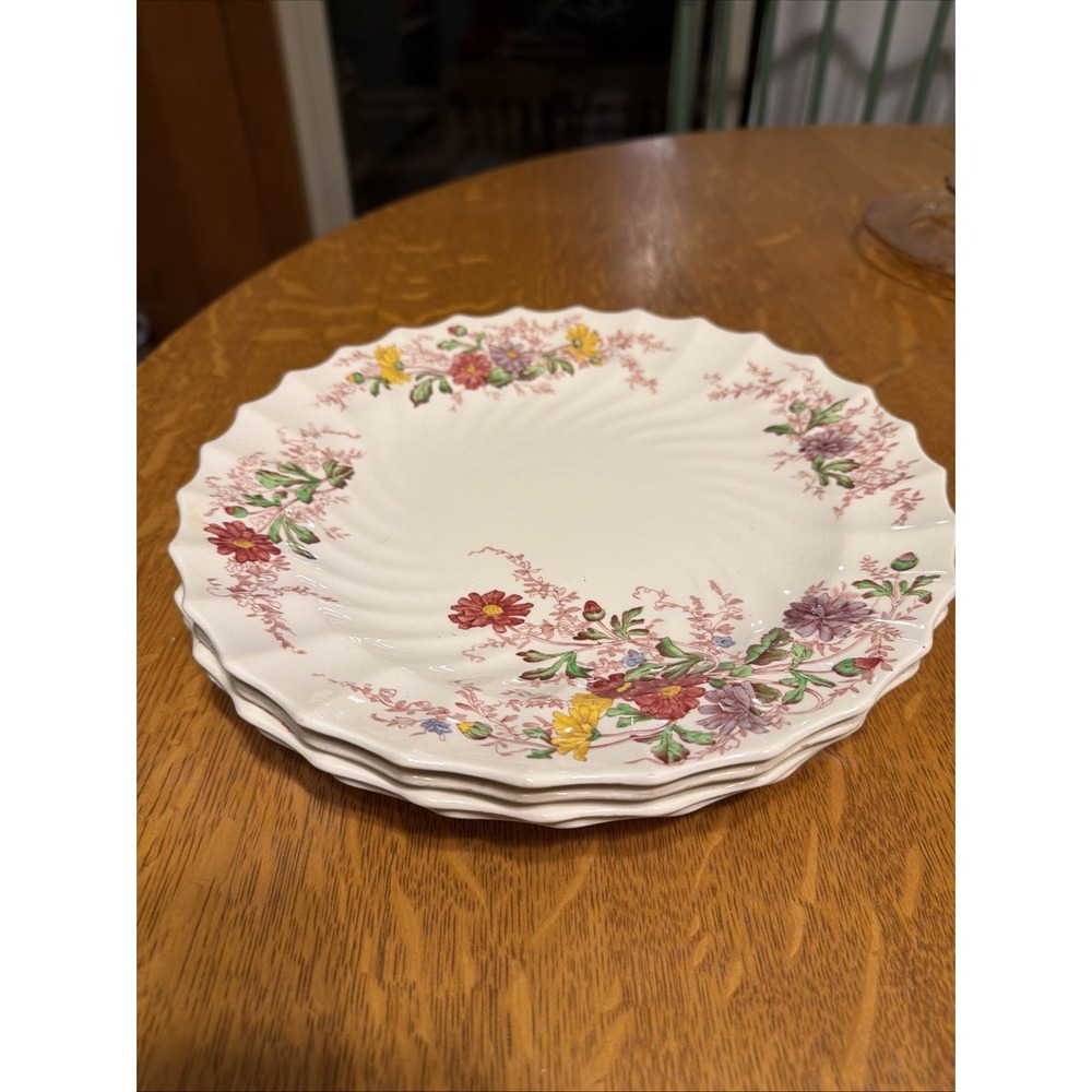 Set Of 4 Vtg Copeland Spode Fairy Dell 10.5" Dinner Plates Excellent